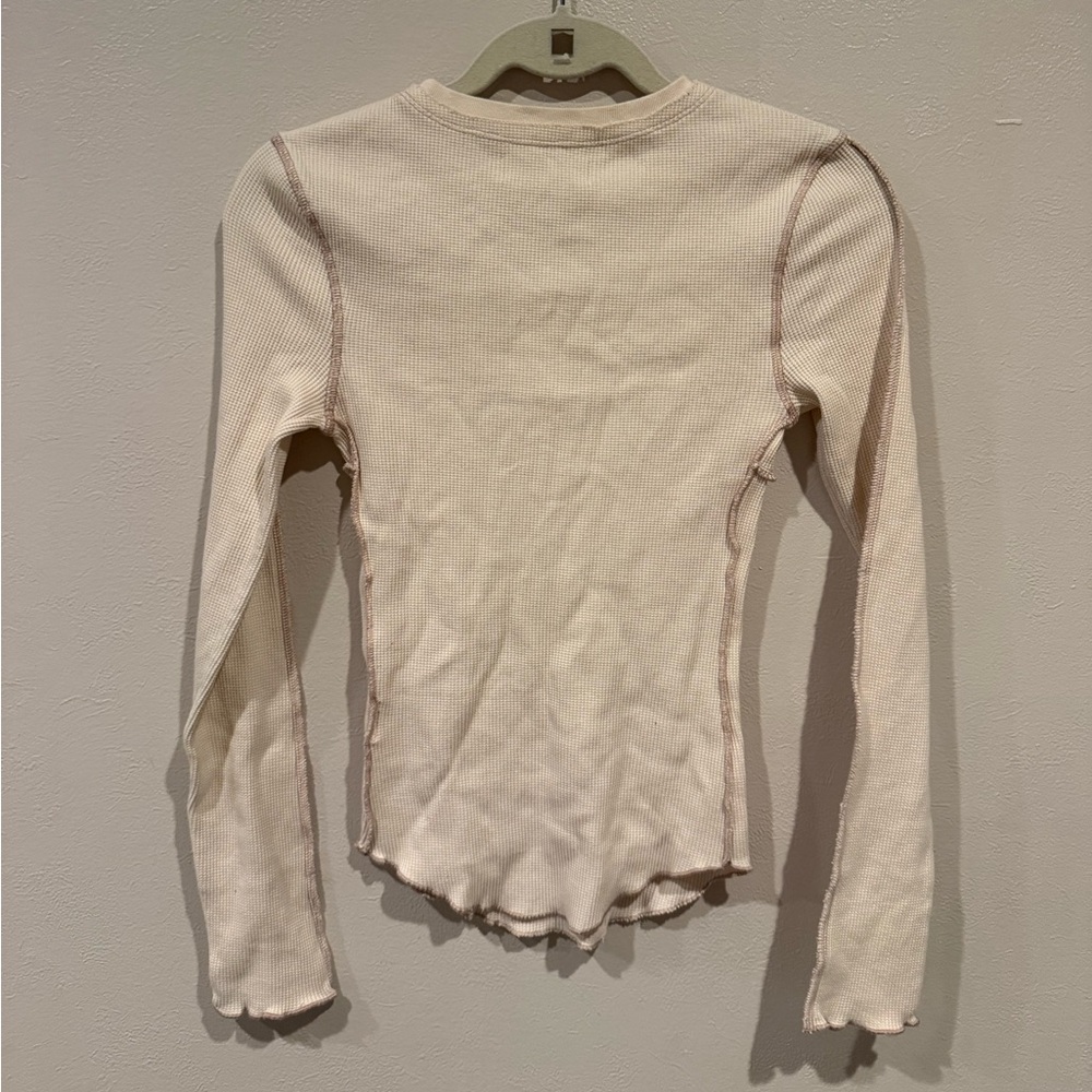 Urban Outfitters Cream Ribbed Knit Top - Picture 2 of 3